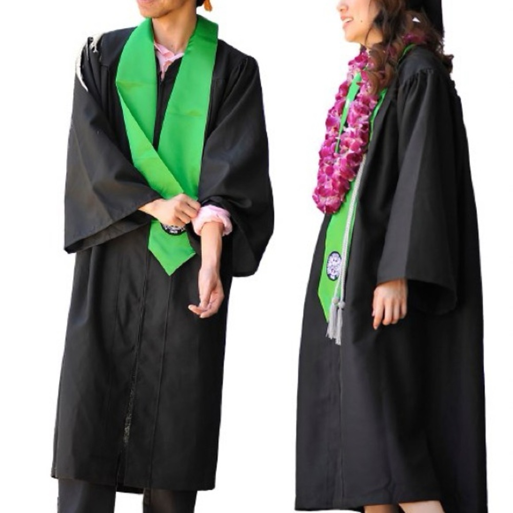 Black Graduation Gown Unisex size 5’11” to 6’